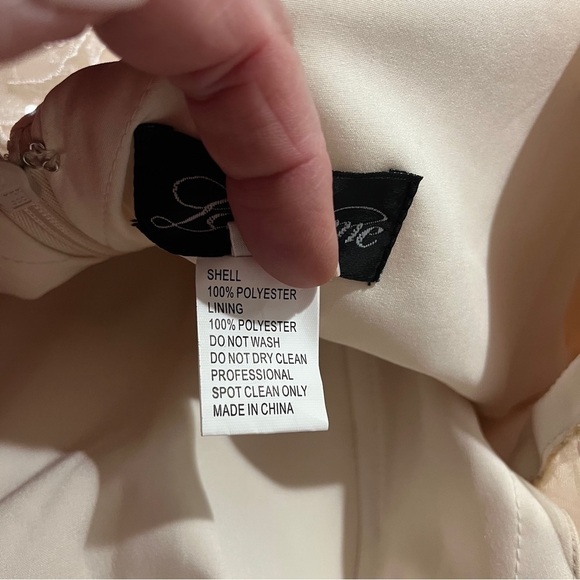 La Femme Sweetheart Floral Sequin Gown Champagne Blush Size 8 Prom Dress Wedding - Picture 7 of 8